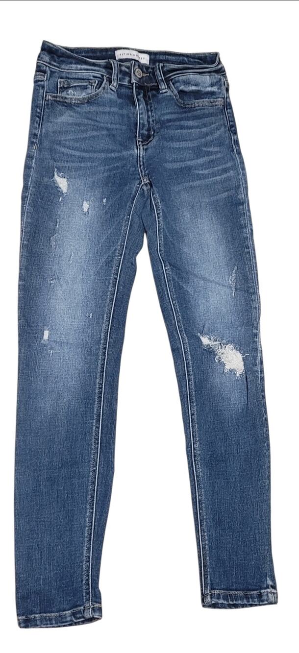 Flying Monkey Distressed Skinny Jeans Medium Wash Ripped Denim Stretch Sz 26 EUC